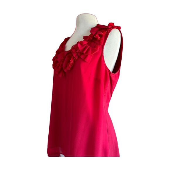 Womens Top Size Large Red Tank Top Ruffles Flowy Professional Party Indie - Picture 2 of 7